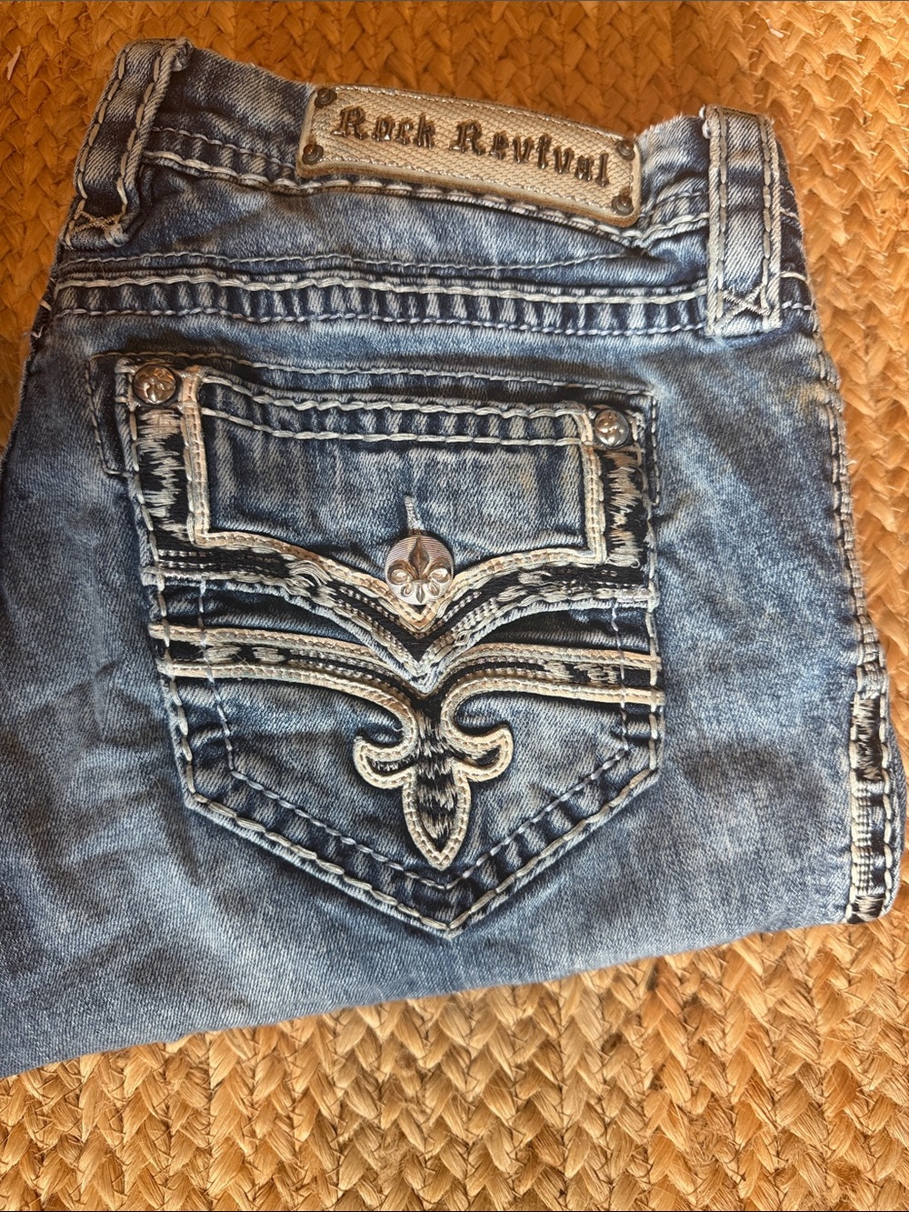 Rock Revival Indigo Ankle Skinny Jeans with Orange Stitching
